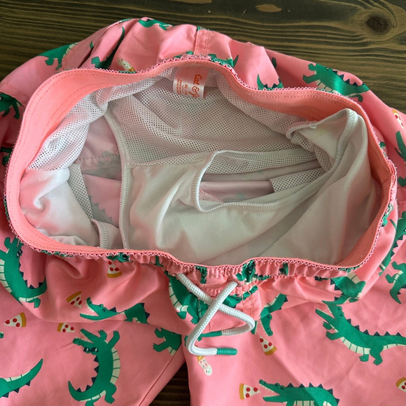 Boys Cat & Jack Pink Green Alligator Swim Trunks XL (16) Pizza Ice Cream Print - Picture 5 of 5